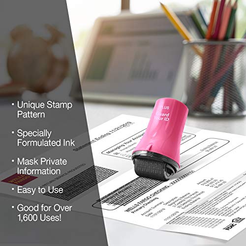 Guard Your ID Wide Advanced Roller 2.0 Identity Theft Prevention Security Stamp Pink - color: Pink, size: wide