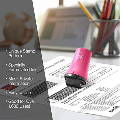 Guard Your ID Wide Advanced Roller 2.0 Identity Theft Prevention Security Stamp Pink - color: Pink, size: wide