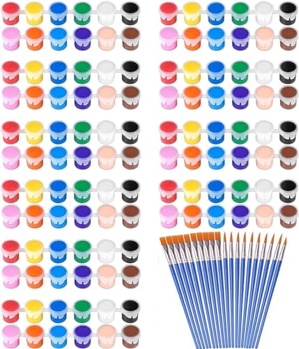 145 Pcs Mini Acrylic Paint Set for Kids, 12 Colors Washable Acrylic Paint Strip with 5 Paint Tray for Kids&Adults Craft Paint, with Mini Paint Strips for Easter Eggs Art Craft Painting Easter Gifts - color: COLOR-1(140 PCS)