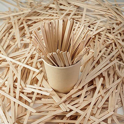 500 Wooden Coffee Stirrers - Biodegradable 5.5" Coffee Stirrers Wood, Coffee Mixer Stick, Disposable Coffee Stirs, Stirring Sticks - BPA free Round-End Birch Wooden Stir Sticks For Coffee Bar - size: 5.5 Inches - 500 Sticks