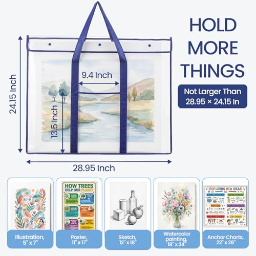 GAMENOTE 3 Pack Large Poster Storage Bags for Teachers, Clear Hanging Bulletin Board Organizer for Classroom Posters, Anchor Charts, Borders & Art Projects, 31.5" x 25.5"
