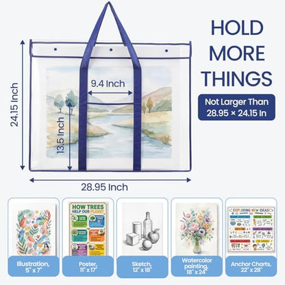 GAMENOTE 3 Pack Large Poster Storage Bags for Teachers, Clear Hanging Bulletin Board Organizer for Classroom Posters, Anchor Charts, Borders & Art Projects, 31.5" x 25.5"