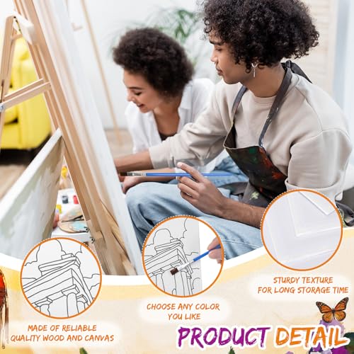 Sherr 108 Pcs 12 Set Pre Drawn Canvas Painting Kit 8'' x 10'' Sip and Paint Kit for Adults Pre Printed Canvas DIY Supplies for Birthday Adults Date Night Team Building (Floral Girl) - style: Floral Girl