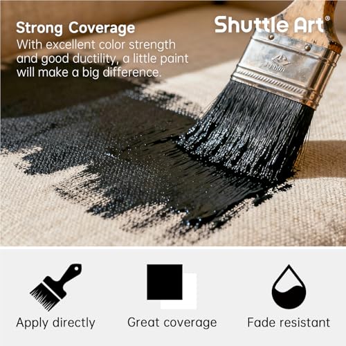 Shuttle Art Black Fabric Paint, 33.8 oz(1000 ml) Large Bottle with Pump, Permanent Fabric Paint for Furniture, Sofa, Cushions, Clothes, Soft Non-Toxic Textile Paint for Color Changing, Renewal & Art Creations - color: Black