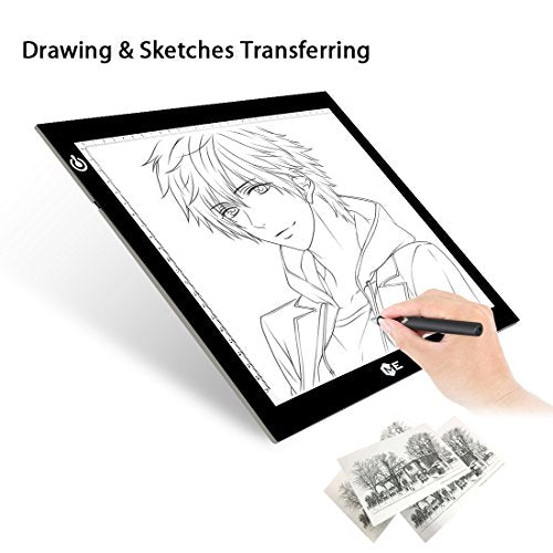 ME456 A4 LED Light Box 9x12 Inch Light Pad Only 5mm Ultra-Thin USB Power Light Table for Tracing, Tattoo Transferring, Drawing, Streaming, Sketching, Animation, Stenciling, Diamond Art Painting - style: A4 (Black)