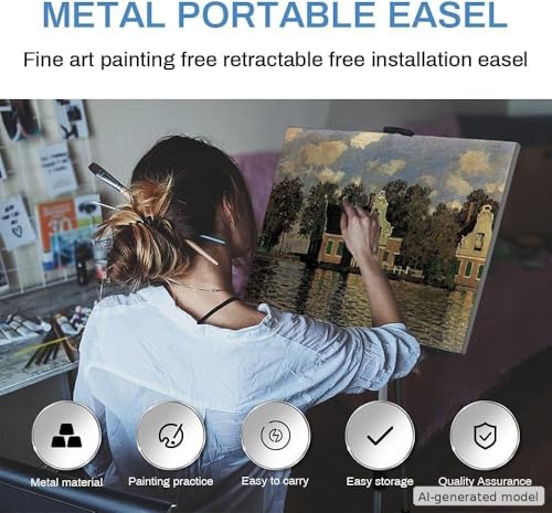 RRFTOK Art Painting Artist Easel Stand,Aluminum Metal Tripod Adjustable Easels for Painter Canvases Height from 17 to 66 Inch - Carry Bag for Table-Top/Floor Drawing and Displaying 2-Pack. - style: 66S 2pack