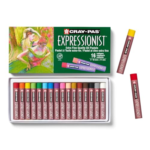 SAKURA Cray Pas Expressionist Oil Pastels, Assorted Colors, 16-Pack, 16 Color Set