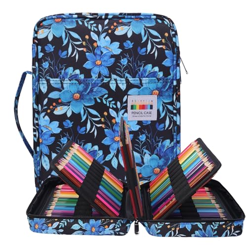 Coloring Pencil Case 220 Slots Pencils/Gel Pens Organizer Waterproof Travel Case Zipper Carrying Portable Pencil Markers Pen Holder Bag for Painter Writers - color: Orchid