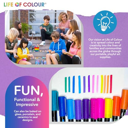 Life of Colour - Vivid Brush Tip Acrylic Paint Pens | Vibrant & Neon acrylic paint pens with flexible brush tips for wood, fabric, glass, ceramic, rocks & canvas. - style: Vivid Fine Tip Markers