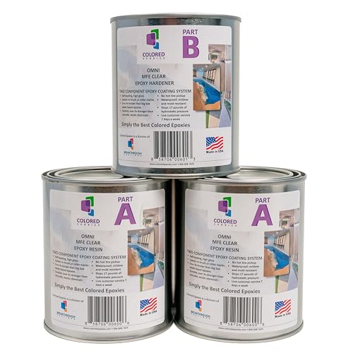 Coloredepoxies 10001 Clear Epoxy Resin Coating 100% Solids, High Gloss For Garage Floors, Basements, Concrete and Plywood. 3 Quart Kit - color: Clear, style: 3 Quart Kit