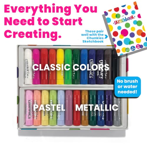 Ooly Chunkies 24 Paint Sticks For Kids, Tempera Paint Sticks Variety Set, Includes Classic, Pastel & Metallic No Mess Quick Drying Colors - color: Classic, Pastel & Metallic Set