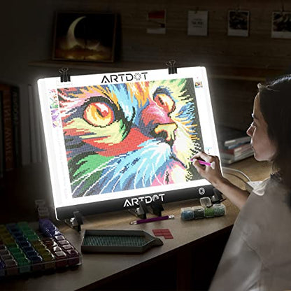 ARTDOT A3 LED Light Pad for Diamond Art Kits for Adults, USB Powered Light Board Kit, Adjustable Brightness with Diamond Painting Tools Detachable Stand and Clips - size: A3