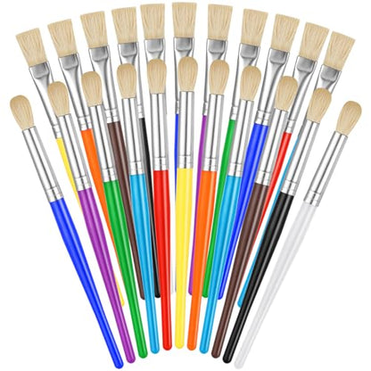 YGAOHF Paintbrushes Kids, 22 Pcs Round & Flat Toddler Kids Paint Brushes, Chubby Paint Brushes for Kids Bulk, Preschool Paint Brush for Acrylic Oil Watercolor Washable Paint Kit, Easy Hold & Clean - color: 22pcs
