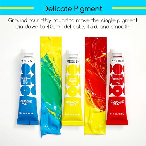 MEEDEN Gouache Paint Set, Non-Toxic 24 x 12ml/0.4oz Water-Based Gouache Tubes Paints for Canvas & Paper, Art Supplies for Artist, Adults, Beginners - color: 24 Colors
