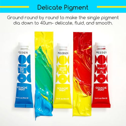MEEDEN Gouache Paint Set, Non-Toxic 24 x 12ml/0.4oz Water-Based Gouache Tubes Paints for Canvas & Paper, Art Supplies for Artist, Adults, Beginners - color: 24 Colors