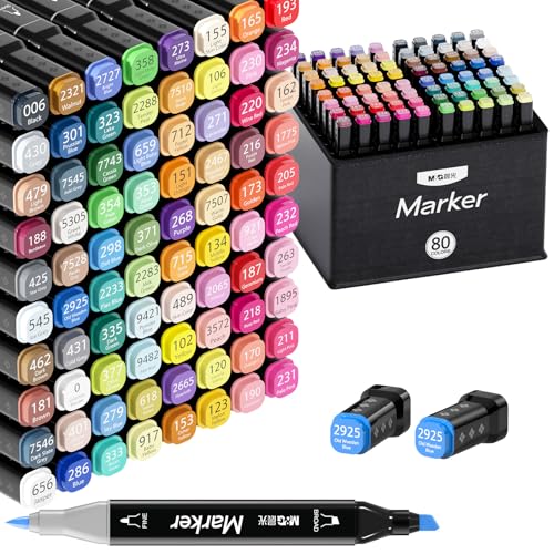 M&G Alcohol Art Markers Chisel & Fine Tip，80 Colors Dual Tip Art Markers, Stocking Stuffers for adults, Christmas Gift Idea for artists - Art Supplies
