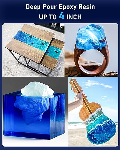 Nicpro 1.5 Gallon Deep Pour Epoxy Resin Kit, 2 to 4 Inch Depth High Gloss & Clear, Bubble Free Epoxy Resin for Craft River Table,Wood Filler, Bar Top, Coating Casting, Self Level 2:1 - size: 1.5 Gallon