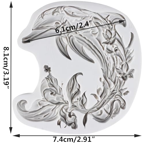 Dolphin Silicone Resin Casting Molds Dolphin Flower Polymer Clay Mold for DIY Crafts Epoxy Resin Casting Air Dry Polymer Clay Plaster Jewelry Making - color: Style K