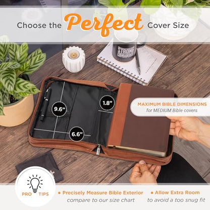 Christian Art Gifts Men/Women's Classic Bible Cover Faith Badge, Brown Faux Leather, Medium - color: Brown, size: Medium