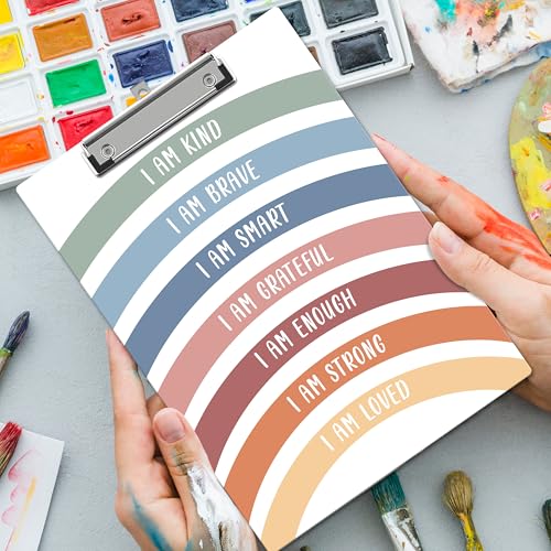Rainbow Clipboard, Affirmation ClipBoards with Low Profile Clip for Toddler Kids Students, Motivational ClipBoards Suitable for School Office, 12.6 x 9 Inch Size - C10 - style: I Am Kind