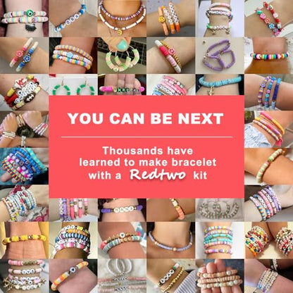 Redtwo 18000 Pcs Clay Beads Bracelet Making Kit, 4 Boxes 64 Colors Flat Polymer Heishi Jewelry with Gift Pack, Friendship Bracelet for Girls Ages 8-12 - color: 64 Colors
