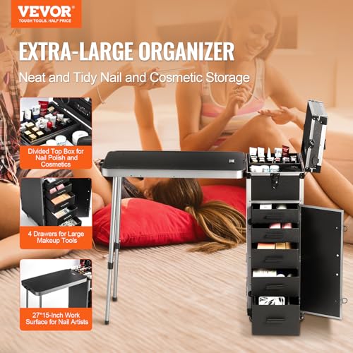 VEVOR Makeup Train Case Professional Makeup Storage Organizer Box Make Up Carrier for Women and Girls - style: Workbench Makeup Case