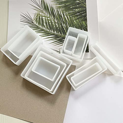 11Pcs Cube Molds for Resin Hexahedron Crystal Polyhedral Mold Square Rectangular Molds Silicone Cube Casting Molds for Insect Plant Specimen Candle Wax, Soap Display Tray Molds Kit 11 Sizes