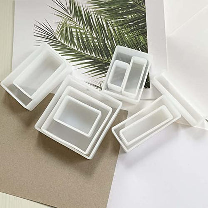 11Pcs Cube Molds for Resin Hexahedron Crystal Polyhedral Mold Square Rectangular Molds Silicone Cube Casting Molds for Insect Plant Specimen Candle Wax, Soap Display Tray Molds Kit 11 Sizes