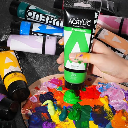 AUREUO Green Light Acrylic Paint, 4 Fl Oz / 120ml Single Tube, Rich Pigment Art Craft Paints for Canvas, Rock, Stone, Wood, Fabric, Art Supplies - color: Green Light, size: 4 Fl Oz (Pack of 1)