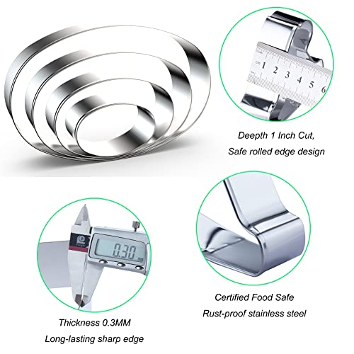Oval Cookie Cutter Set Large - 5 Inch, 4 Inch, 3 Inch, 2 Inch - Geometric Frame Plaque Cookie Cutters Shapes Molds - Stainless Steel - color: Oval