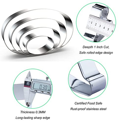 Oval Cookie Cutter Set Large - 5 Inch, 4 Inch, 3 Inch, 2 Inch - Geometric Frame Plaque Cookie Cutters Shapes Molds - Stainless Steel - color: Oval