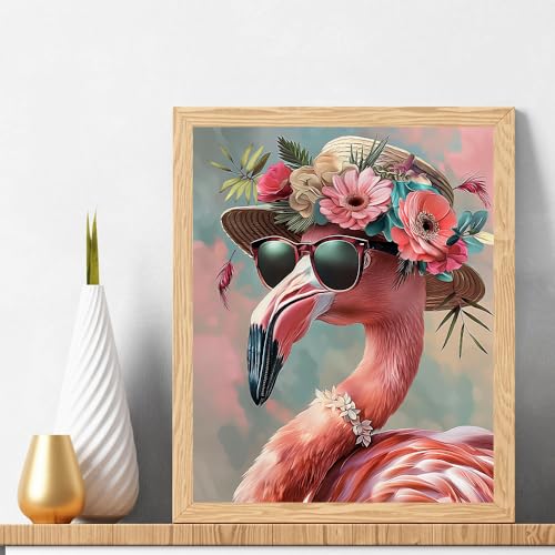 Natuyalo Paint by Numbers Kits for Adults Flamingo Paint by Number for Adults Beginner Animals Drawing Paintwork with 3 Paintbrushes Acrylic Canvas Painting 16x20 Inch - color: ART-07