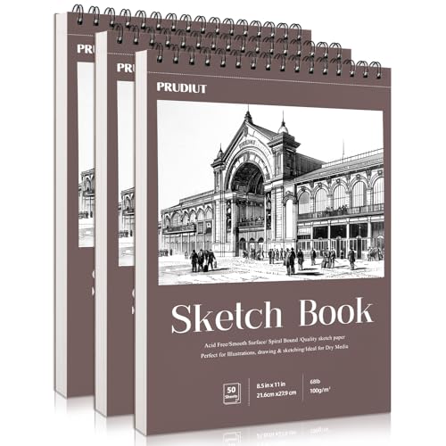 3 Pack Sketch Book 8.5×11 inch, Spiral Bound Sketch Pad 50 Sheets (68lb/100gsm), Acid-Free Sketchbook for Drawing Painting Sketching, Art Paper Drawing Supplies for Teens Adults Artists Ideal Gifts - color: Reddish brown, size: 8.5 x 11inch(3 Pack)