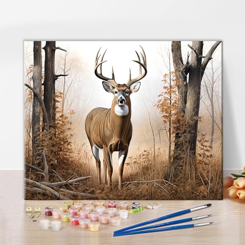 TUMOVO White Tail Buck Deer Paint by Numbers Kit for Adults & Kids, DIY Easy Oil Painting for Home Wall Decor, 16x20 Inch, Acrylic - color: Artwork-08