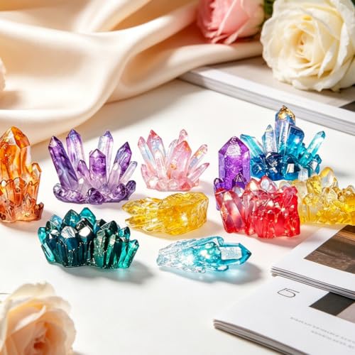 11 PCS Crystal Cluster Resin Mold Quartz Rock Silicone Molds,Different Shapes Epoxy Resin Molds DIY Gem Stone Jewerly, Candle,Soap,Clay