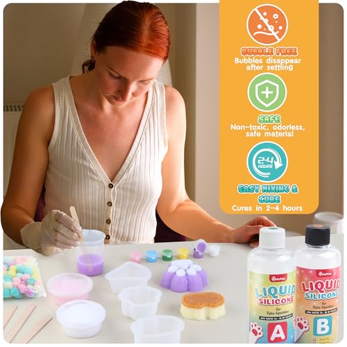ColoPlay Taba Squishy Kit - 18OZ Rubber with Guided, Bubble Free and Faster Fully Cures - FuFu Squishy Kit with Mold, Flocking Powder - Stress Relief Entertainment - size: 18OZ Kit