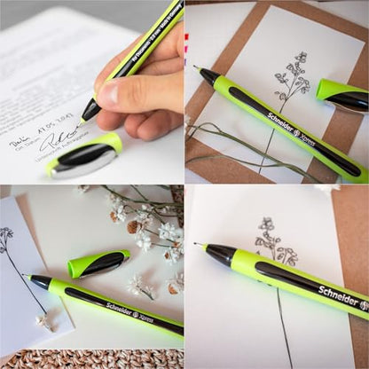 Schneider Xpress Premium Fineliner, 0.8 mm Porous Point, Light Green Barrel, Blue Ink, Box of 10 Pens (190003) - color: Blue