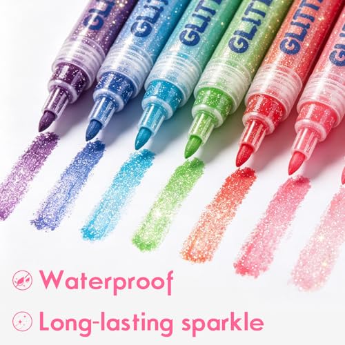 12 Colors Glitter Nail Art Pens Set, 3D Gel Nail Polish Pens Nail Art Drawing Pen Quick Dry Waterproof Nail Art Painting Pens kit for Home DIY Nail Art Design (SET A) - color: SET A