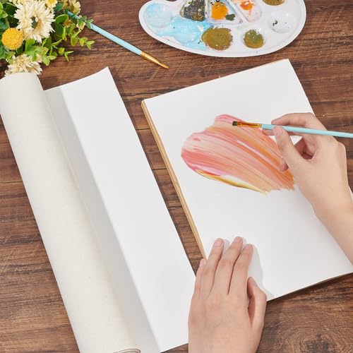 BENECREAT 5 Yards x 15 Inches Canvas Roll Linen, 27 Oz Four Primed Canvas Roll Artist Canvas for Gesso Art Painting Oil Painting Backdrop Decoration, 0.3mm Thick