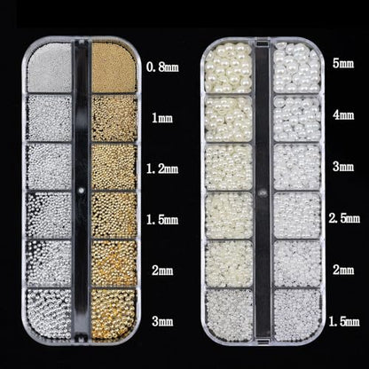 Nail Art Pearls with Nail Rhinestones Glue Gel Flatback Pearls Nail Charms Luxurious Nail Supplies Accessories Gold Silver Nail Gems Jewelry Pearls for Women Nail Design - color: Colorful-01