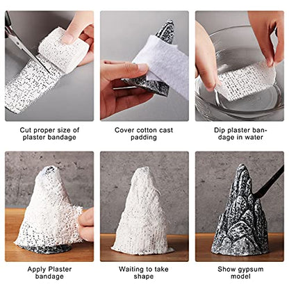 2 Rolls White Plaster Cloth Gauze Bandages Rolls Plaster Strips Easy to Use Halloween DIY Crafts for Wrap Strips, Belly Cast, Mask Making, Scenery Construction, Hobby Crafts(2 Inch x 8.8 Feet)