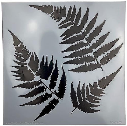 The Crafter’s Workshop - Reusable Fern and Script Stencil for Painting and Crafts – Artistic Nature and Quote Duo for Mixed Media – 2 Pk, 6" x 6" – Ferns/Art is - style: Ferns / Art Is