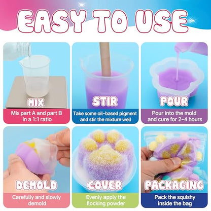 ColoPlay Taba Squishy Kit - 3.4OZ Rubber Experience Squishy Kit with Guided, Bubble Free and Faster Fully Cures - FuFu Squishy Kit with Mold - Stress Relief Entertainment - size: 3.4OZ Kit