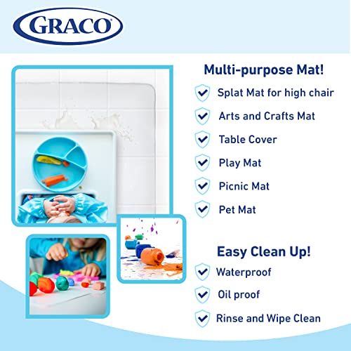 Graco Under High Chair Mat, 50", Clear, Pack of 1 | Waterproof & Washable, Plastic, Food/Spill Catcher, Eating, Painting & Art Floor Cover - color: Clear, size: Pack of 1