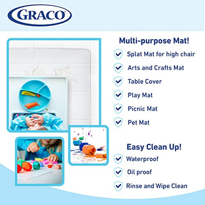 Graco Under High Chair Mat, 50", Clear, Pack of 1 | Waterproof & Washable, Plastic, Food/Spill Catcher, Eating, Painting & Art Floor Cover - color: Clear, size: Pack of 1