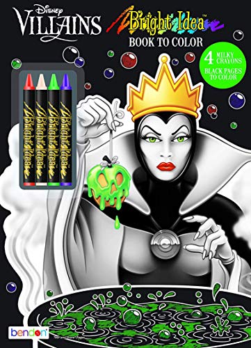 Disney Villains 48-Page Bright Idea Coloring Book with Neon Crayons 43249 Bendon - style: Disney Villains Coloring Book with Crayons