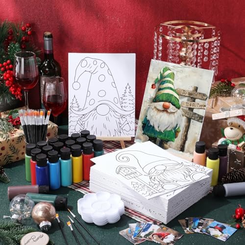 Sherr 24 Pcs Pre Drawn Canvas for Painting Adult Pre Printed Canvas Bulk Sip and Paint Kit Stretched Panels Paint Set for Theme Valentine Painting Night Party Favor(Dwarf,8 x 10 Inch) - size: 8 x 10 Inch, style: Dwarf