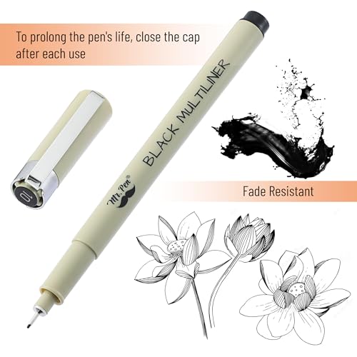 Mr. Pen- 0.45mm Micro Fine Point Pens, 8 Pack, Black Ink, Waterproof | Acid-Free, No-Smear Quick-Dry Fineliner Pens for Drawing, Sketching, Bible Journaling, Outlines & Everyday Writing - color: Black, size: 0.45mm, 8 Pack