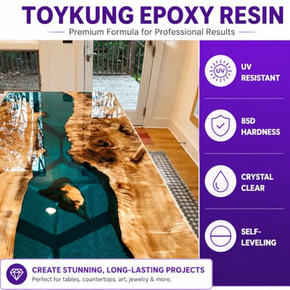 Deep Pour Epoxy Resin, 4.5 Gallon 2 to 4 Inch Depth Epoxy Resin Kit Crystal Clear Bubble Free High Gloss Self Leveling for River Table Top, Bar Top, Coating, Art Mold Crafts Epoxy Resin 2:1 - size: 4.5 Gallon