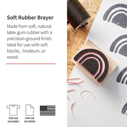 Speedball Soft Rubber Brayer, 3.5-Inch - Printmaking Roller Tool for Gel & Block Printing and Crafting - Made in USA - size: 3-1/2-Inch